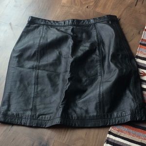 Classic black leather miniskirt